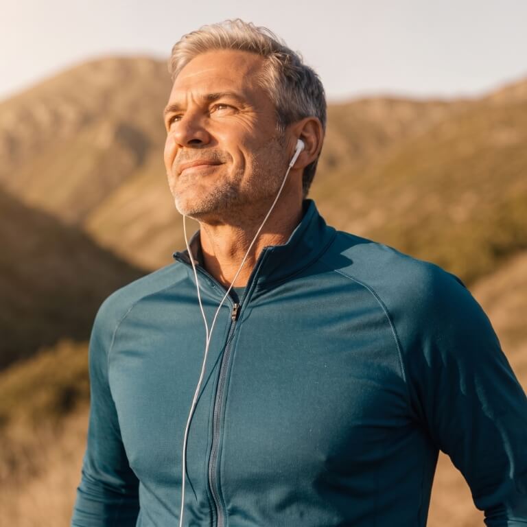a man wearing a blue shirt