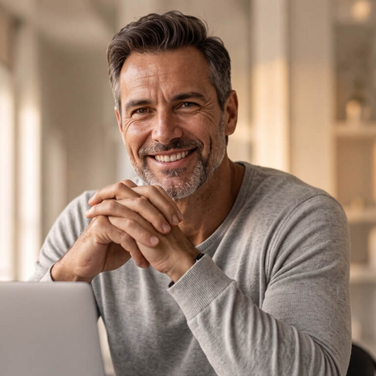 a man looking at the camera